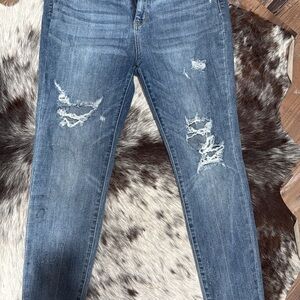 Judy Blue Distressed Skinny Jeans - Classic Blue